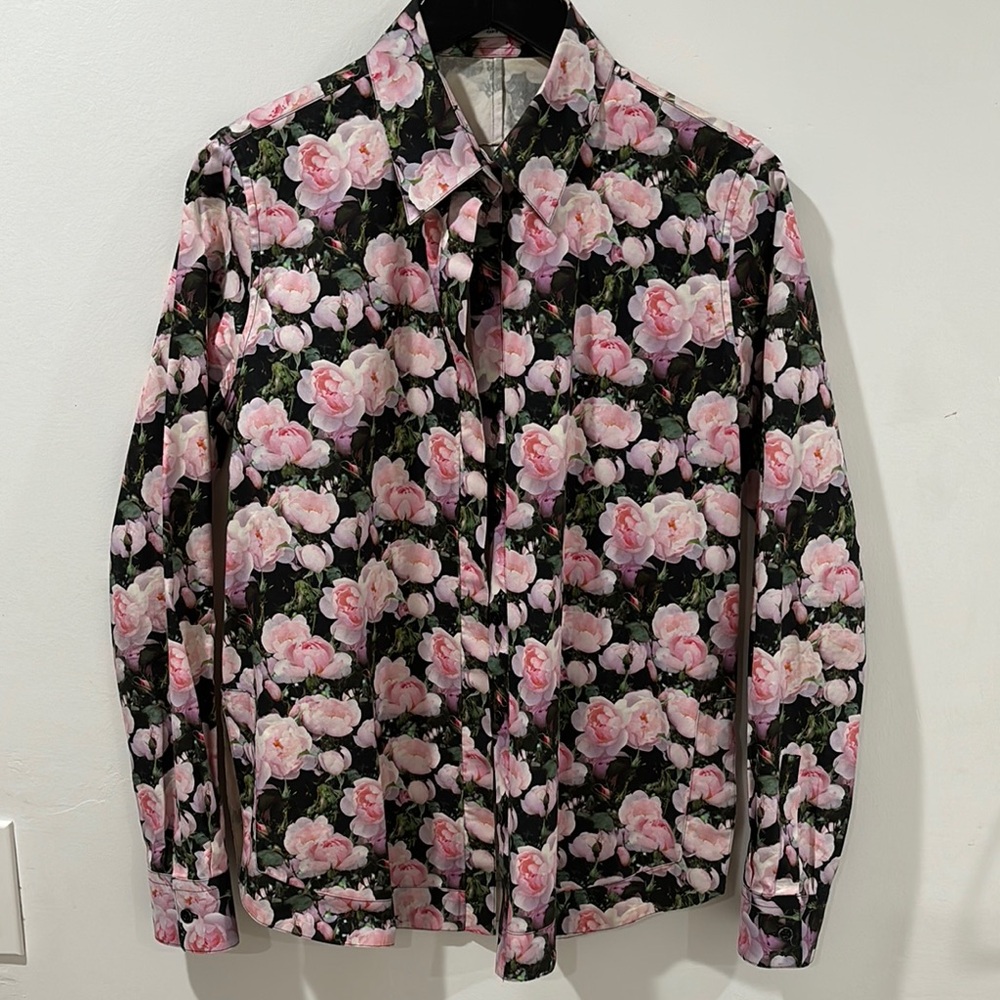 Givenchy Floral Button Down Shirt - Pink and Black